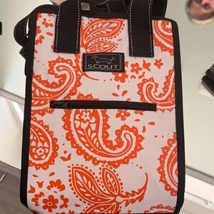 Scout Orange and White Paisley picnic pleasure chest insulated Tote NWT